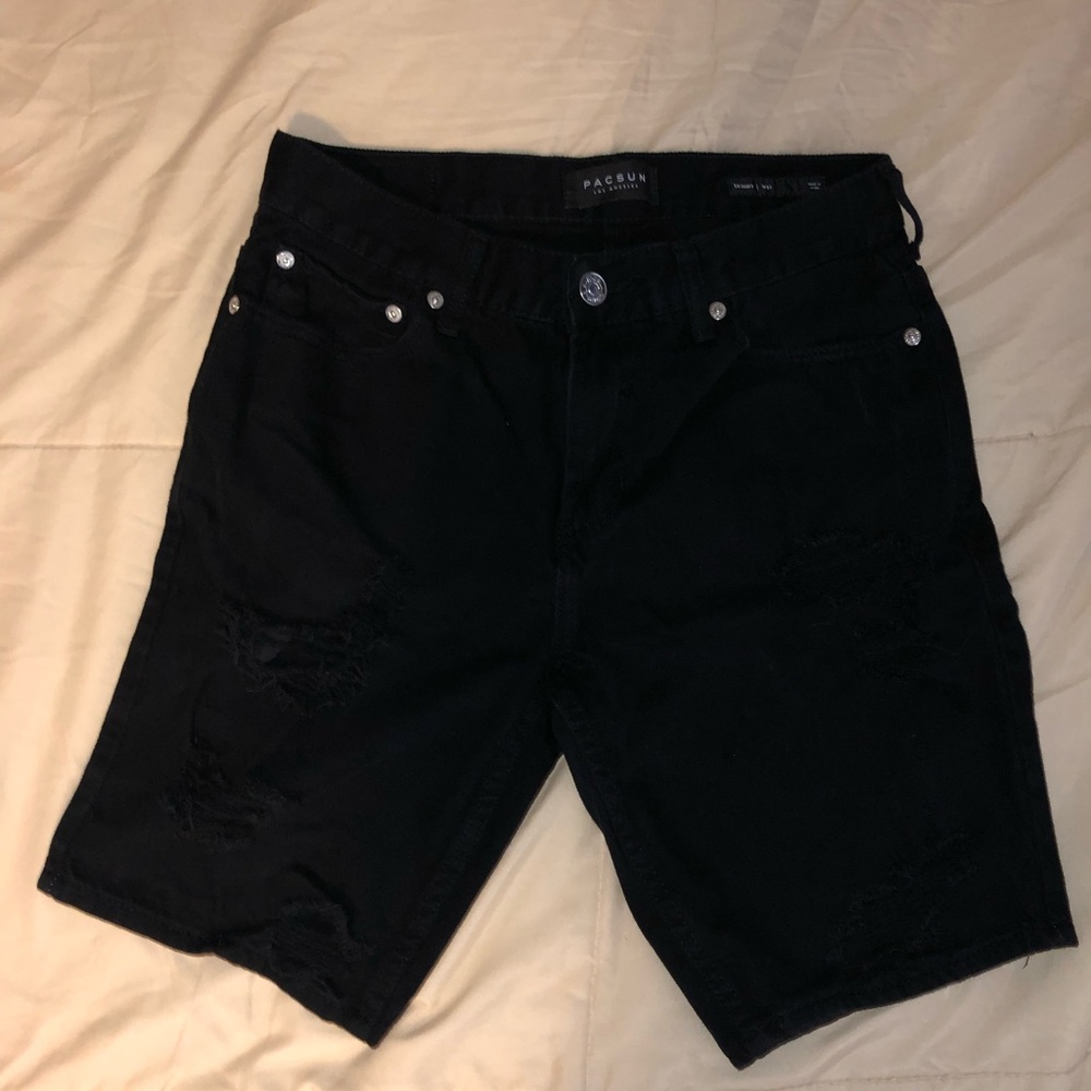 Pacsun Ripped Jean Shorts Black 31